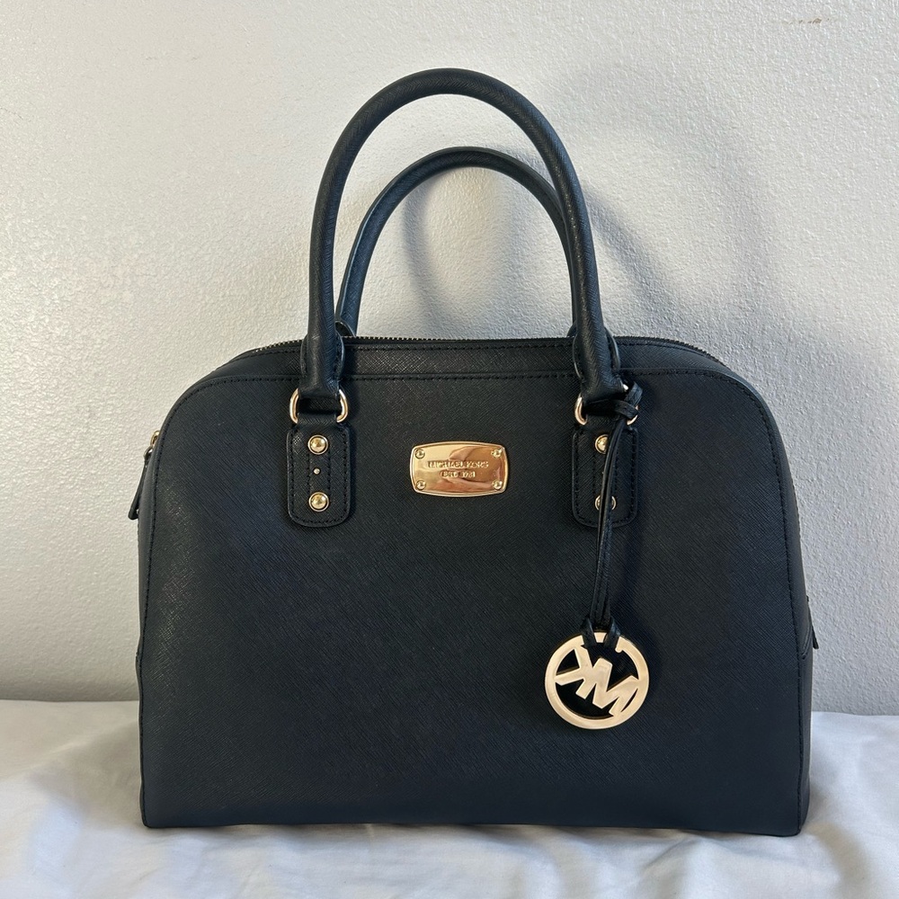 Michael Kors Black Satchel with Gold Accents